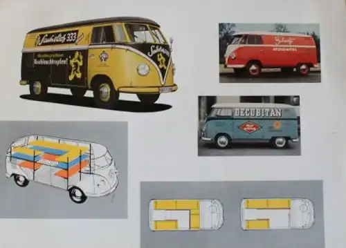 Volkswagen T1 Transporter Werbebeschriftungen 1958 Automobilprospekt