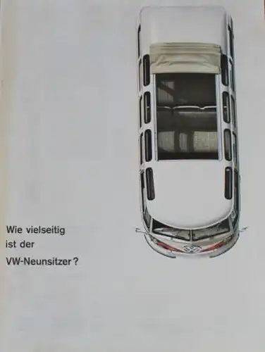 Volkswagen Bus T1 &quot;Wie vielseitig ist der VW-Neunsitzer?&quot; 1965 Automobilprospekt