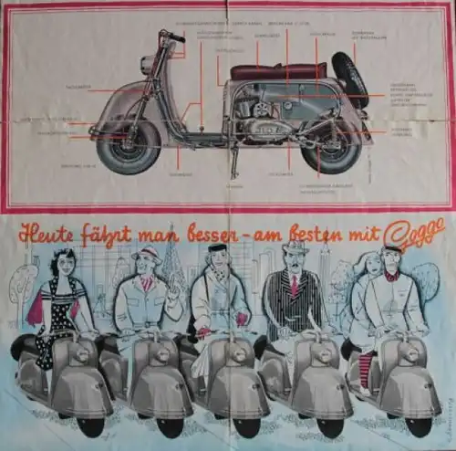 Goggo Motorroller &quot;Mit der Zeit gehen...&quot; 1951 Motorradprospekt