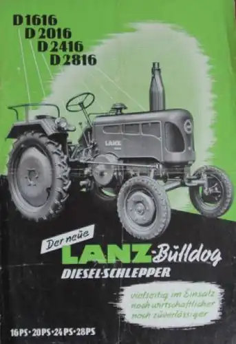 Lanz Bulldog D 1616-2816 Dieselschlepper 1955 Traktorprospekt