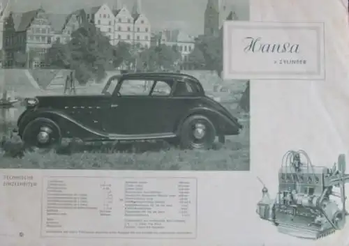 Borgward Hansa 1700 Modellprogramm 1937 Automobilprospekt