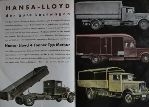 Hansa-Lloyd 4 to. Merkur 1935 Lastwagen-Prospekt
