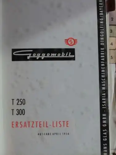 Glas Goggomobil T 250 - T 300 Ersatzteil-Katalog 1957