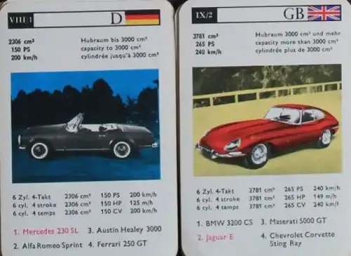 Schmid Spiele &quot;Sportwagen&quot; Kartenspiel 1965