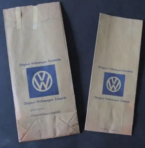 Volkswagen Ersatzteil-Tüten &quot;Vorgeschriebene Qualität und Genauigkeit&quot; 1955 Karton mit Logo