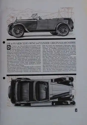 Mercedes-Benz 8/38 PS Modellprogramm 1927 Automobilprospekt