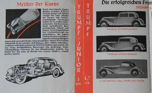 Adler Trumpf Junior Modellprogramm 1935 Automobilprospekt (7015)