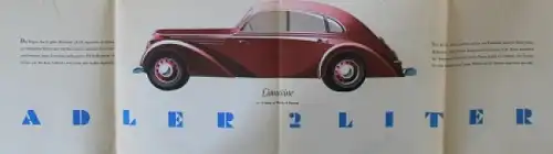 Adler 2 Liter Modellprogramm 1939 Reutersmotiv Automobilprospekt (7019)