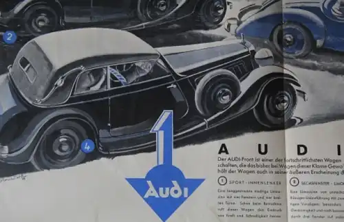 Audi Front Modellprogramm 1935 Automobilprospekt (7022)