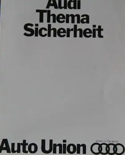 Audi 80 Modellprogramm 1968 "Thema Sicherheit" Automobilprospekt (7028)