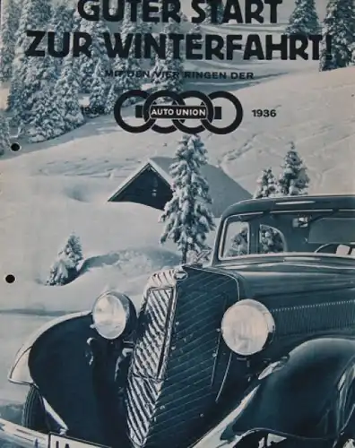Auto-Union Modellprogramm 1936 "Guter Start zur Winterfahrt" Automobilprospekt (7054)