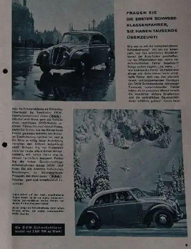 Auto-Union Modellprogramm 1936 "Guter Start zur Winterfahrt" Automobilprospekt (7054)