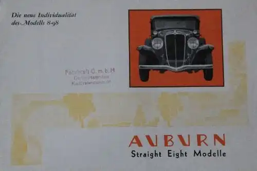 Auburn Straight Eight Modellprogramm 1929 Automobilprospekt (7071)