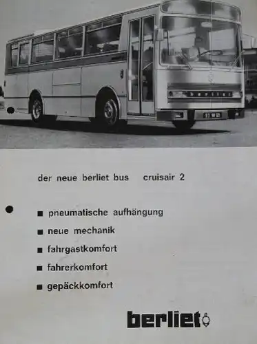Berliet Bus Cruisair 2 Modellprogramm 1967 Busprospekt (7111)