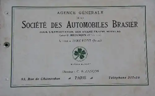 Brasier Automobiles Modellprogramm 1906 Automobilprospekt (7115)