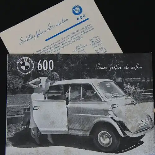 BMW 600 Modellprogramm 1957 Automobilprospekt (7124)
