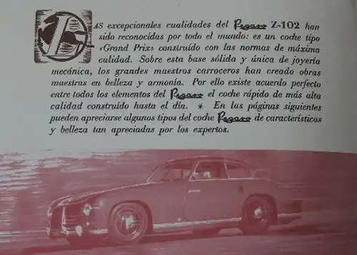 Pegaso Z 102 Modellprogramm 1955 Automobilprospekt (7210)