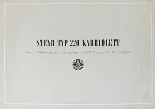 Steyr 220 Kabriolett Modellprogramm 1939 Automobilprospekt (7306)