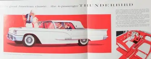 Ford Thunderbird Modellprogramm 1958 Automobilprospekt (7333)