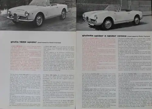 Alfa Romeo Modellprogramm 1962 Automobilprospekt-Mappe (7091)