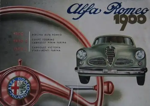 Alfa Romeo 1900 Modellprogramm 1954 Automobilprospekt (7081)