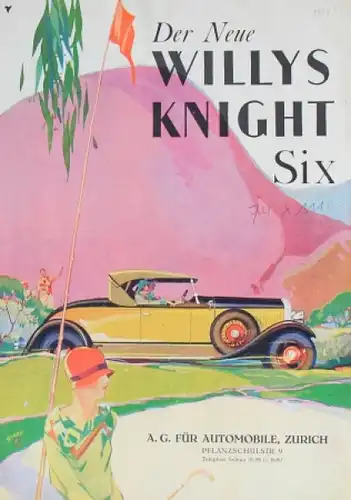 Willys-Knight Six Modellprogramm 1928 Automobilprospekt (7365)