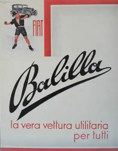 Fiat Balilla Modellprogramm 1934 Automobilprospekt (7427)