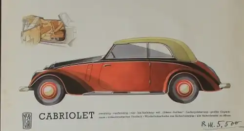 Fiat NSU 1500 Modellprogramm 1938 Automobilprospekt (7434)