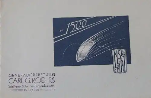NSU Fiat 1500 Modellprogramm 1936 Automobilprospekt (7436)