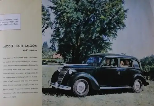 Fiat 1100 E Modellprogramm 1938 Automobilprospekt (7438)