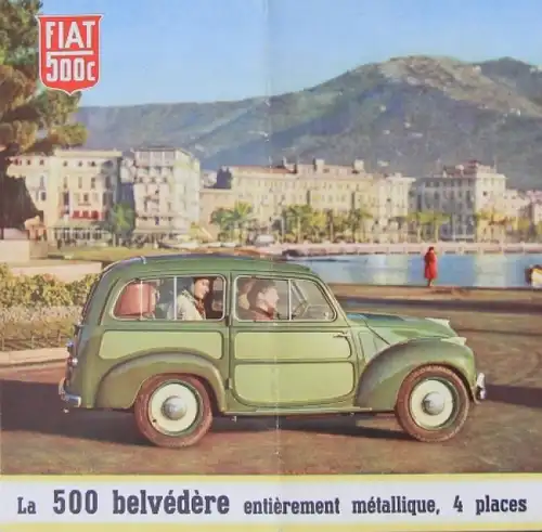 Fiat 500 Belvedere Modellprogramm 1948 Automobilprospekt (7441)