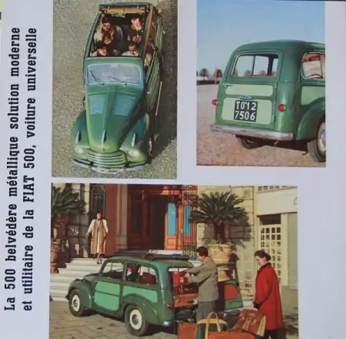 Fiat 500 Belvedere Modellprogramm 1948 Automobilprospekt (7441)