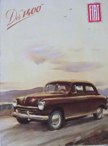 Fiat 1400 Modellprogramm 1949 Automobilprospekt (7443)