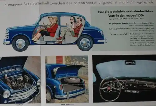 Fiat NSU 1100 Modellprogramm 1954 Automobilprospekt  (7447)