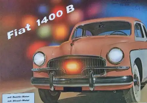 Fiat 1400 B Modellprogramm 1954 Automobilprospekt (7448)