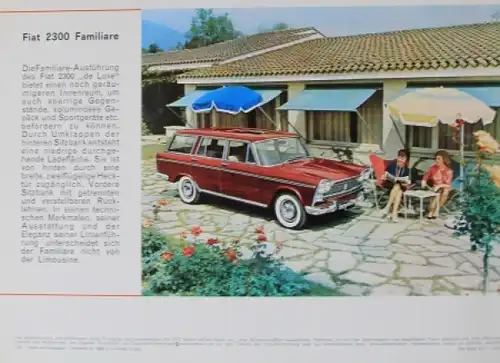 Fiat 2300 DeLuxe Modellprogramm 1959 Automobilprospekt (7464)