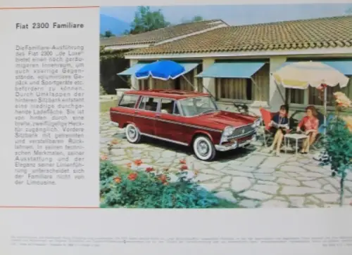 Fiat 2300 DeLuxe Modellprogramm 1959 Automobilprospekt (7464)