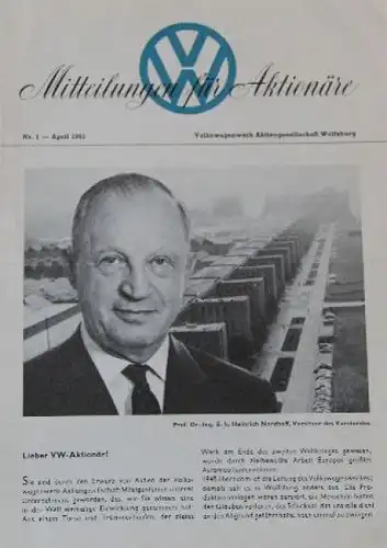 Volkswagen 1961 "Mitteilungsblatt für Aktionäre" Automobilprospekt (7573)