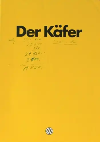 Volkswagen Käfer Modellprogramm 1984 Automobilprospekt (7589)