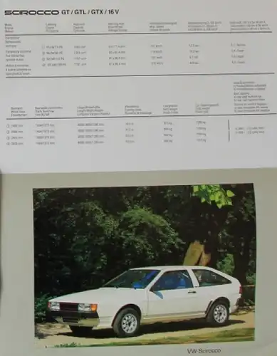 Volkswagen Karmann Scirocco Modellprogramm 1982 Automobilprospekt (7593)