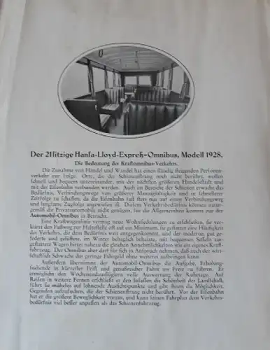 Hansa-Lloyd Express Omnibus Modellprogramm 1928 Busprospekt (7655)