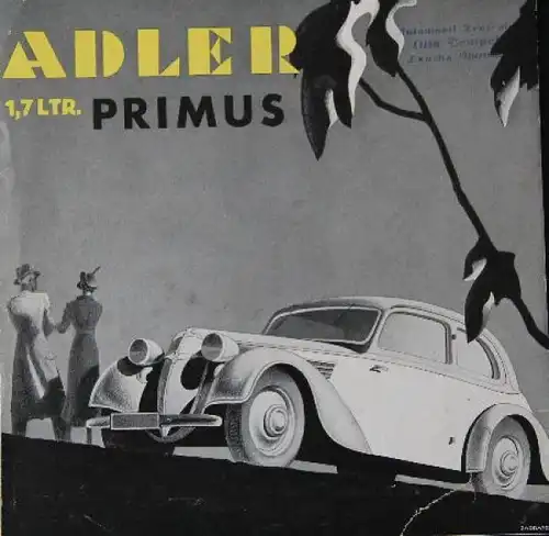 Adler Primus 1,7 Liter Modellprogramm 1937 Automobilprospekt (7673)