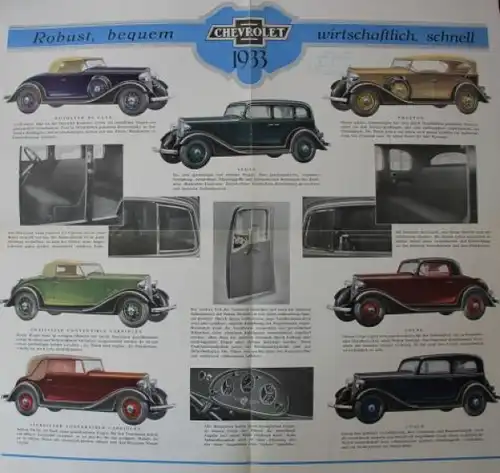 Chevrolet Six Modellprogramm 1933 Automobilprospekt (7711)