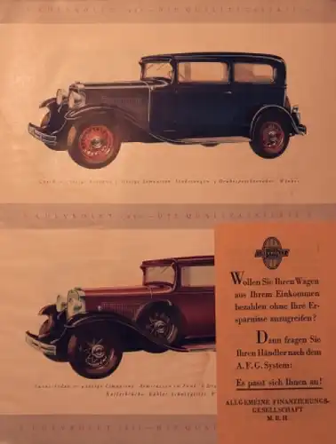 Chevrolet Modellprogramm 1931 Automobilprospekt (7727)