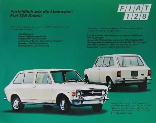 Fiat 128 Kombi Modellprogramm 1971 Automobilprospekt (7845)