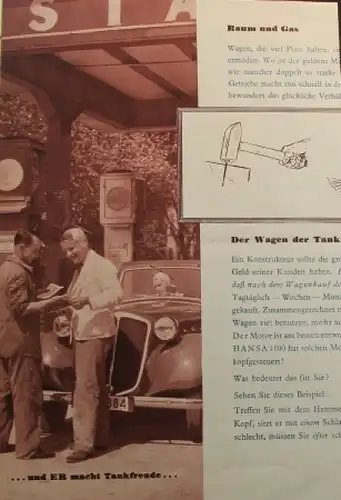 Borgward Hansa Modellprogramm 1936 "Raum und Gas" Automobilprospekt (0177)