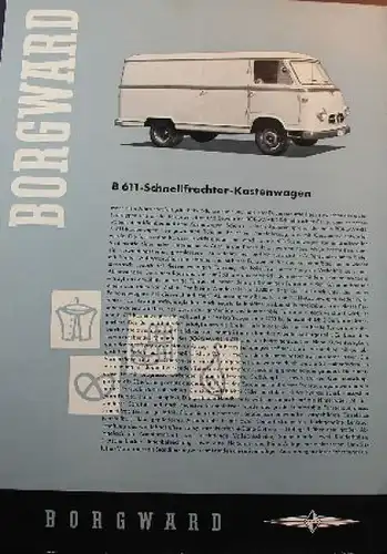 Borgward B-611 Schnellfrachter Modellprogramm 1958 Lastwagenprospekt (0191)