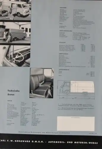 Borgward B-611 Schnellfrachter Modellprogramm 1958 Lastwagenprospekt (0191)