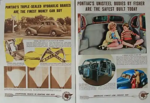 Pontiac Modellprogramm 1937 Automobilprospekt (8026)