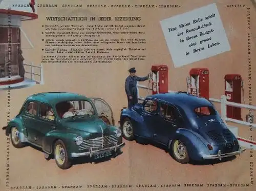 Renault 4 CV Modellprogramm 1951 Automobilprospekt (8050)